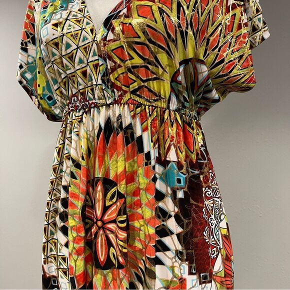 India Boutique Vibrant Multicolor Geometric Print Dress size small - Picture 3 of 13